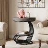 Round coffee table, sofa table, tea table, side table, with storage rack