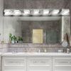 45" Modern Chrome 7-Light LED Vanity Light, Square Acrylic Lampshades Wall Mount Fixture for Bathroom, Mirror Lighting