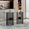 71 inch oval tempered glass dining table,black double column light luxury style