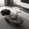 47 Inch Cloud Shaped Coffee Table with 3 Ball Legs for Living Room, Black
