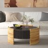 31.50" Modern Colorblocked Striped Coffee Table with Flip Top Storage Coffee Table - Natural Wood Finish for Living Room, Apartment, Office