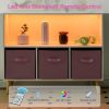 Kids Toy Storage Organizer with 3 Fabric Bins, Open Shelf Bookcase with Drawers, Wooden Storage Cabinet for Playroom, Nursery, Bedroom, Living Room