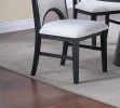 Dining Table And 4x Side Chairs White Finish Fabric Black Round Table w Cone Base Cutout Back Chair 5pc Dining Set