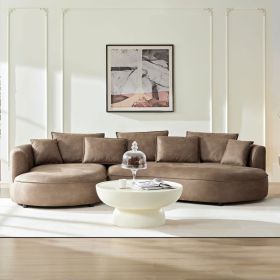 128.74 Inch Modern Sectional Curved Sofa Couch For Living Room,Leathaire Upholstered 5-Seat Sofa Couch, Technology Cloth Couch Set For Apartment Offic