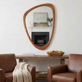 Yellowish Brown 20x30 Irregular Solid Wood Frame Decorative Mirror,For Bedroom, Bathroom, Living Room, Entryway
