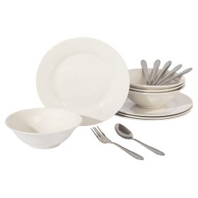 Gibson Everyday Yarbury 16 Piece Fine Certamic Dinnerware Set in White