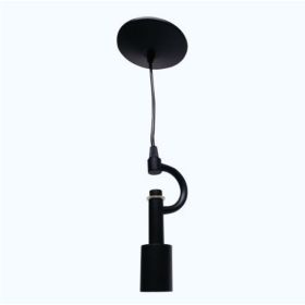 Satin Black Pendant Light Fixture For 3 Lights, Vintage Ceiling Hanging Light Fixture With Fabric Cord For Home Lightning