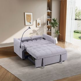1 Multifunctional Foldable Sofa Bed With 3 Different Lengths, Modern Sofa, Upgraded Suede Fabric, Adjustable Backrest, Gray Color With USB Port And Ro