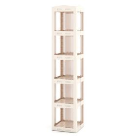 5-Tier Foldable Rotating Bookshelf 360Â° Spinning Bookcase with Swivel Base-White