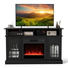 TV Stand with Electric Fireplace LED Lights and Remote Controls for TVs Up to 40 Inch-White