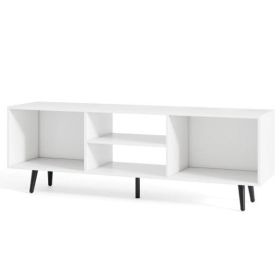 47.5 Inches TV Stand for 55-Inch TV with Compartments and Metal Legs-Rustic Brown