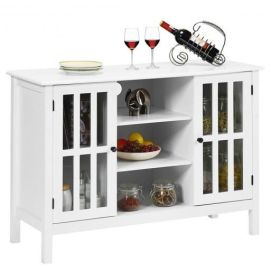 Wooden TV Stand Console Cabinet for 50 Inch TV-White