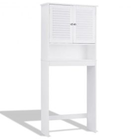 Over The Toilet Storage Cabinet with Double Doors and Adjustable Shelf
