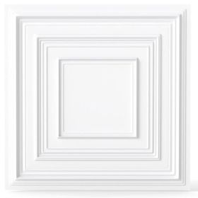 Drop Ceiling Tiles 24" x 24" PVC Ceiling Panels with 3D Decorative Patterns 12-Pack-White