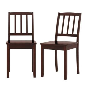 Wood Dining Chair Set of 2 with Rubber Wood Legs-White