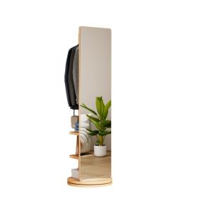 360 Rotating 69x16 Multifunctional Full Length Mirror With Hook Storage Rack Coat Rack With Mirror Solid Wood Floor Mirror Bedroom Living Room Cloakro