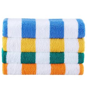 VEVOR Beach Towel, 4 Pack Oversized Beach Towels, 30 x 60 in Cabana Striped Large Pool Towel, 100% Cotton Soft and Quickly Dry Thick Swimming Towels