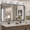 45" Modern Chrome 7-Light LED Vanity Light, Square Acrylic Lampshades Wall Mount Fixture for Bathroom, Mirror Lighting