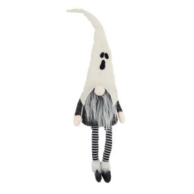 8.3x4x31.5" Fabric Sitting Gnome w/ White Ghost Hat, for Halloween Decor