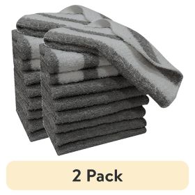 (2 pack) 9-Piece Solid/Stripe Kitchen Dishcloth Set, Grey