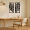 2pcs Leaf metal wall art, handmade iron plant decoration, rural black hanging accessories, durable natural inspiration, home decoration