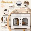 43.3" Dog Crate Furniture, Heavy Duty Indoor Dog Kennel with 2 Storage Drawers, Dog Cage with Side Doors for Medium Large Dogs, End Table Dog Crate