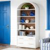 Arched bookshelf, display rack, display cabinet, storage cabinet, with file cabinet drawers, elegant arched design and spacious storage space