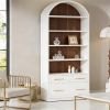 Arched bookshelf, display rack, display cabinet, storage cabinet, with file cabinet drawers, elegant arched design and spacious storage space