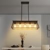 32-inch Black Industrial 5-Light Pendant Chandelier, Modern Metal Cage Design, Adjustable Hanging Light for Dining Room, Kitchen