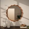 Wavy Solid Wood Round Mirror, 36 in