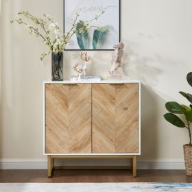 White And Gold Storage Cabinet With 2 Doors, Modern Buffet Sideboard Cabinet With Storage,Accent Cabinet For Living Room, Dining Room, Entryway (Option: White)