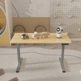 Electric Standing Desk Adjustable Height Desk Home Office Computer Workstation Sit Stand Up Desk,grey Frame - Maple Top (Option: Natural)