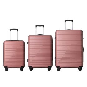 Luggage Set 3 Piece, PP Hardshell Carry On Suitcase With Spinner Wheels & TSA Lock, Lightweight Suitcases For Business, Trip, 20-24-28 (Option: Pink)