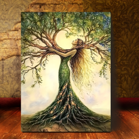 Room Decor 1pc Tree Of Life Canvas Art Print, Wooden Framed Nature-Inspired Wall Decor For Living Room, Bedroom, Office, Cafe - Unique Gift Idea, (Option: 36x24inch)