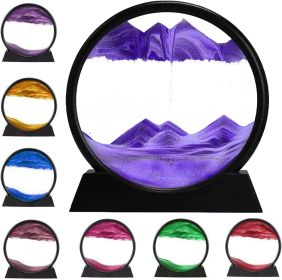 3D Dynamic Sand Art Liquid Motion, Moving Sand Art Picture Round Glass 3D Deep Sea Sandscape In Motion Display Flowing Sand Painting Relaxing Des (Color: Black)