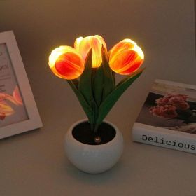 Tulip Lamp - LED Replica Tulip Table Lamp With Flower Vase For Desktop Decoration. Suitable For Home, Living Room, Desktop Decoration, Holiday Gifts, (Option: Orange)