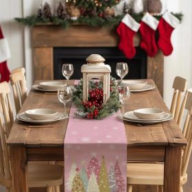 Christmas Table Runner 13x72 Inch, Xmas Trees Snowflakes Holiday Decorative Farmhouse Table Decoration For Kitchen Dinning, Indoor Outdoor Dinner Part (Option: defaulttitle)