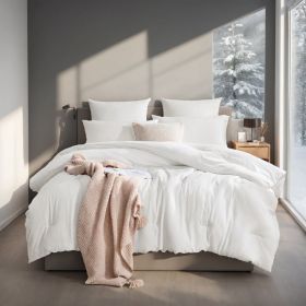 All-Season Oversized Solid Plump Duvet - Premium Durable Comforter With Enhanced Warmth. This Thick Winter Quilt Insert Provides Year-round Comfort, M (Option: White-Q)