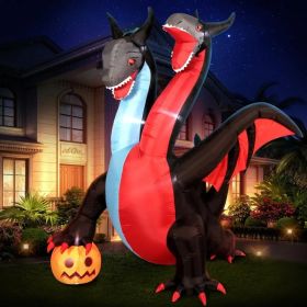 12FT Halloween Inflatables Decoration Giant Ghost With 3-Colored Flame Rotation LED Light Spooky Halloween Decorations Outdoor Blow Up Yard Decoration (Option: TwoHeadedDragonwithPumpkin)