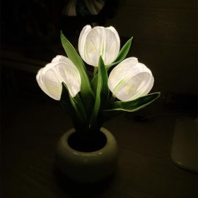 Tulip Lamp - LED Replica Tulip Table Lamp With Flower Vase For Desktop Decoration. Suitable For Home, Living Room, Desktop Decoration, Holiday Gifts, (Option: White)