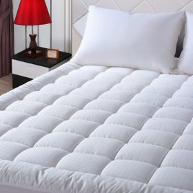 Ultra-Soft Quilted Cooling Mattress Topper Pad, Pillow Top Mattress Topper, Ultra-Soft Quilted Cooling Mattress Protector, Suitable For 8-24 Inch Deep (Option: White 450g Twin)