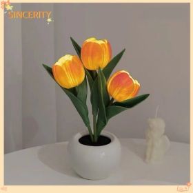 Tulip Lamp - LED Replica Tulip Table Lamp With Flower Vase For Desktop Decoration,Suitable For Home,living Room,desktop Decoration,holiday Gifts,atmos (Option: White)