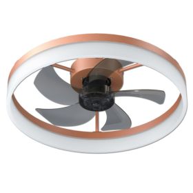 Ceiling Fan With Light Dimmable LED Recessed Mount Slim Modern Ceiling Fan Unavailable Platforms- Temu (Option: Rose gold)