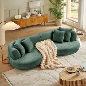 102.36 Inch Mid Century Modern Sectional Curved Sofa Couch, Comfy Sofa For Living Room,Upholstered 4-Seat Sofa Boucle Fabric Cream Style Couch For Apa (Option: Green)