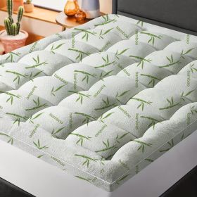Cool Bamboo Mattress Topper  Super Thick Breathable Bamboo Fiber  Microfiber Fill  8 21 Deep Pocket  Quilted Design  For Home Hotel Dorm  Machine Wash (Option: White 53.9X74.8in)