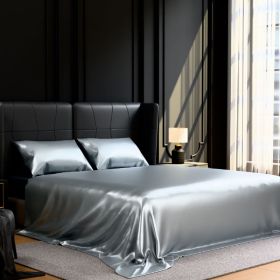 Satin Bed Sheets, King Size Sheets Set, 4 Pcs Silky Bedding Set With 15 Inches Deep Pocket For Mattress King, Grey (Option: Grey)