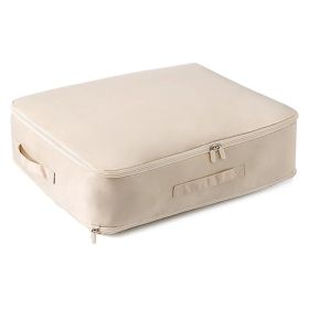 Large Foldable Storage Bag For Comforter Quilt Blanket Clothes Pillows Beddings Self Compression Organizer For Duvet Closet Storage Containers With Du (Option: Apricot-M)