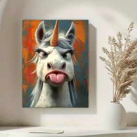 1 Piece Canvas Painting With Wooden Frame, Ready To Hang, Whimsical Unicorn Canvas Art Print - Framed Cartoon Wall Decor For Living Room, Bedroom (Option: 32x16inch)