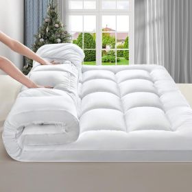 Ultra-Soft Quilted Cooling Mattress Topper Pad, Pillow Top Mattress Topper, Ultra-Soft Quilted Cooling Mattress Protector, Suitable For 8-24 Inch Deep (Option: White 900g Twin)