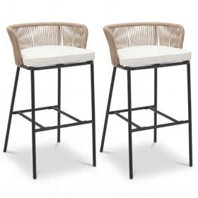 2-Pack Outdoor Bar Stools With Removable Cushions, 400 LBS Weight Capacity Woven Rope Patio Chairs (Option: defaulttitle)